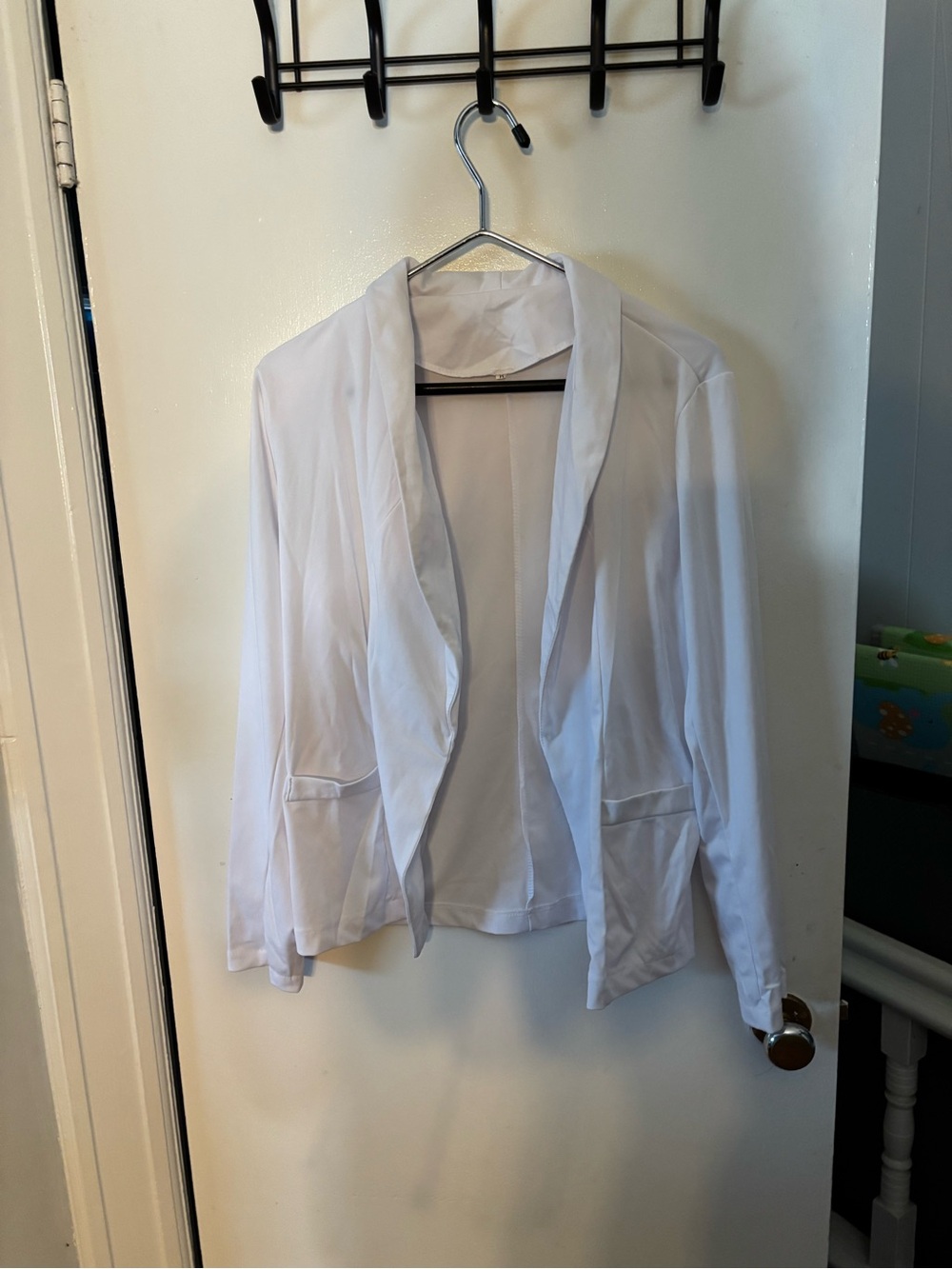 Women's Open Front White Blazer Jacket and pantsuit set